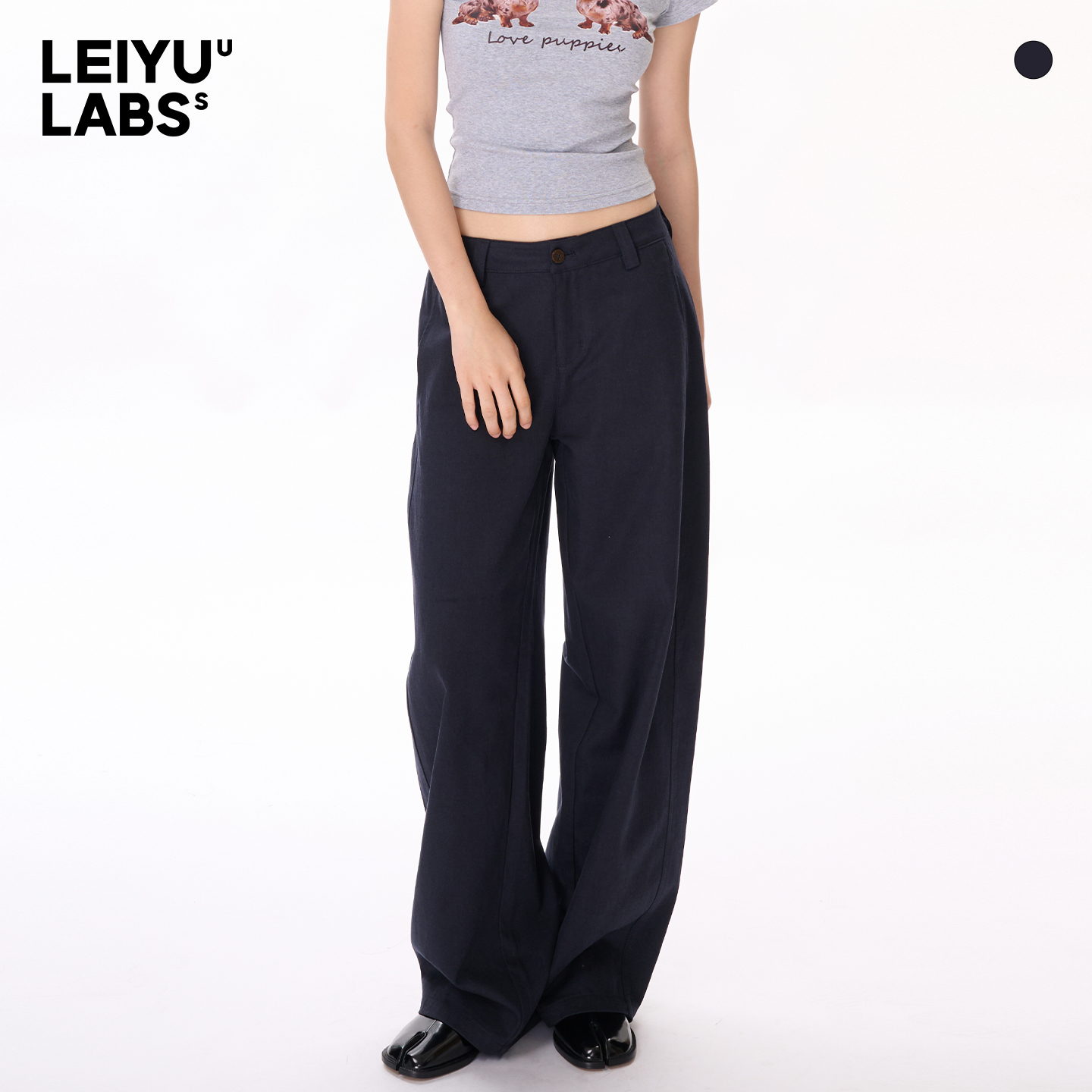 LEIYU LABS中低腰天丝工装裤女秋2025年新款弯刀裤宽松阔腿休闲裤