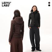 LEIYU 90白鸭绒轻薄外套 新款 LABS拼接连帽短款 羽绒服女2025年冬季