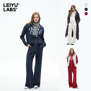 LEIYU LABS中高腰加绒直筒卫裤女2025年冬季新款高克重保暖休闲裤