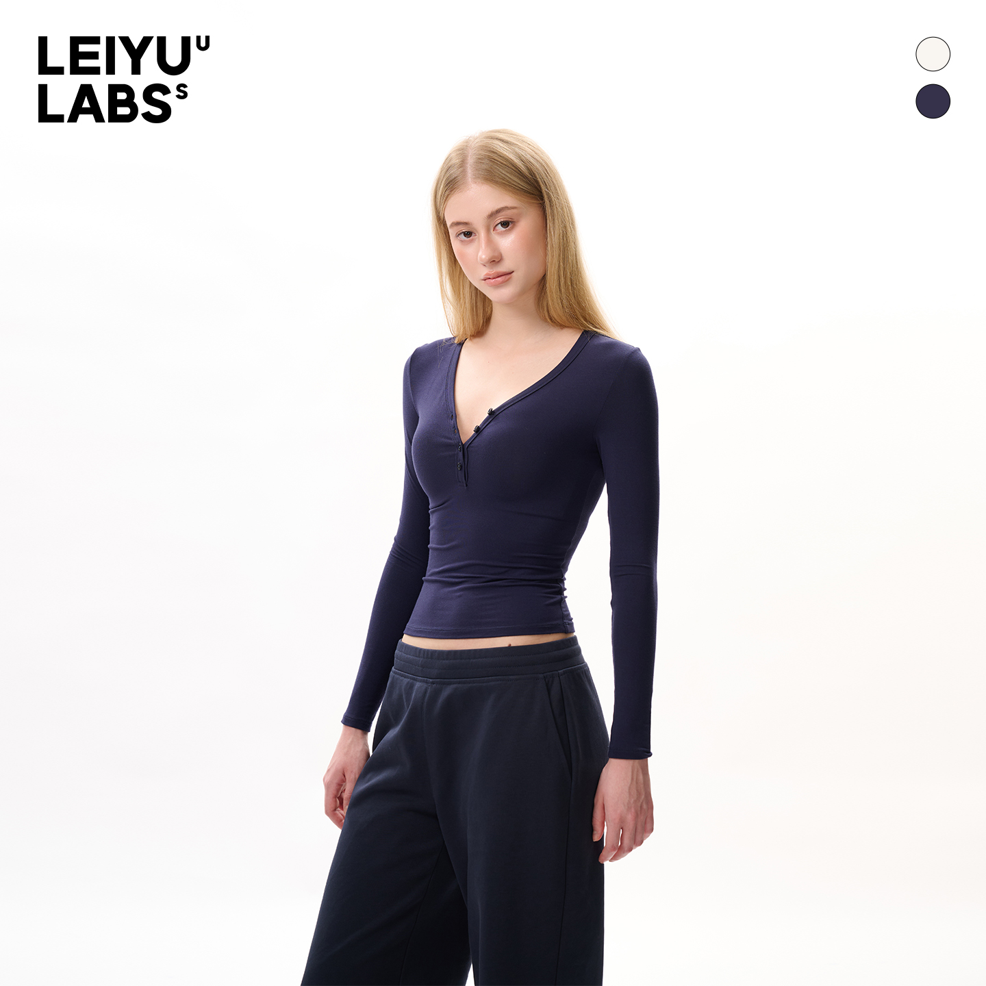 LEIYU LABS针织V领紧身打底衫T恤女秋2025年新款辣妹基础内搭上衣