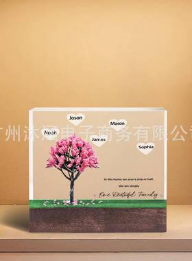 跨境热卖爱情树发光花影盒飘雪环氧树脂摆件母亲节礼物一件定 制