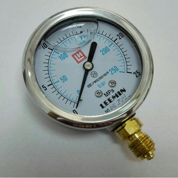 不锈钢外壳铜接头注油压力表 LEEMlN耐震压力表  25mpa 螺纹G1/4