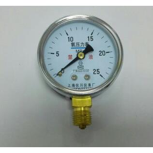 氧压力表 禁油氧气表 yo-60 0～25mpa 直径60mm 螺纹m14x1.5 径向
