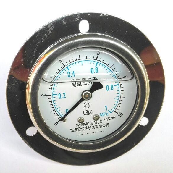 耐震压力表 YN-63ZT 1mpa zg1/4 直径63 轴向带边油压力表 前三孔