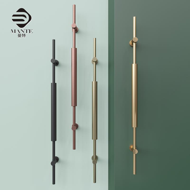 原创极简不锈钢有框玻璃门拉手电泳仿古铜色双开实木门长把手金色