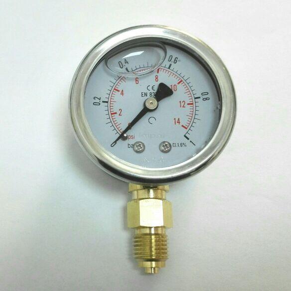 充油防震抗振压力表 yn-50 压力1bar 14psi 铜螺纹G1/4BSP Φ57mm