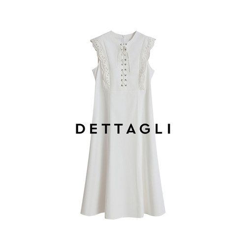 Dettagli/迪塔莉黑白色系百搭时尚显瘦无袖连衣裙