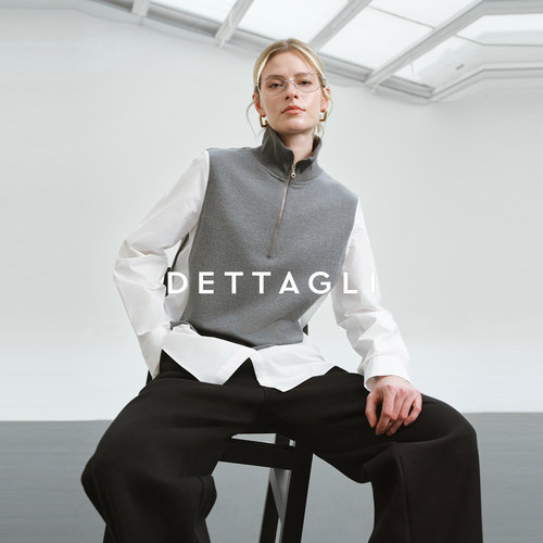 Dettagli/迪塔莉老钱风灰色系拼接上衣衬衫卫衣