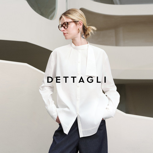 Dettagli春季新款设计感百搭时髦极简飘带职场通勤衬衫女