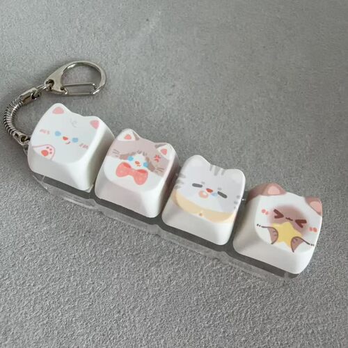 跨境4键减压可爱猫咪PBT键帽解压