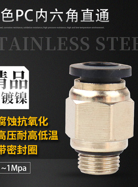 G螺纹PU气管快插接头气动POC8/6/4/PC10/12-01/G02/03/04带密封圈