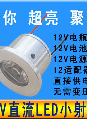 12vled灯珠免驱动超亮强光12伏led灯泡机床DIY模型直流聚光小射灯