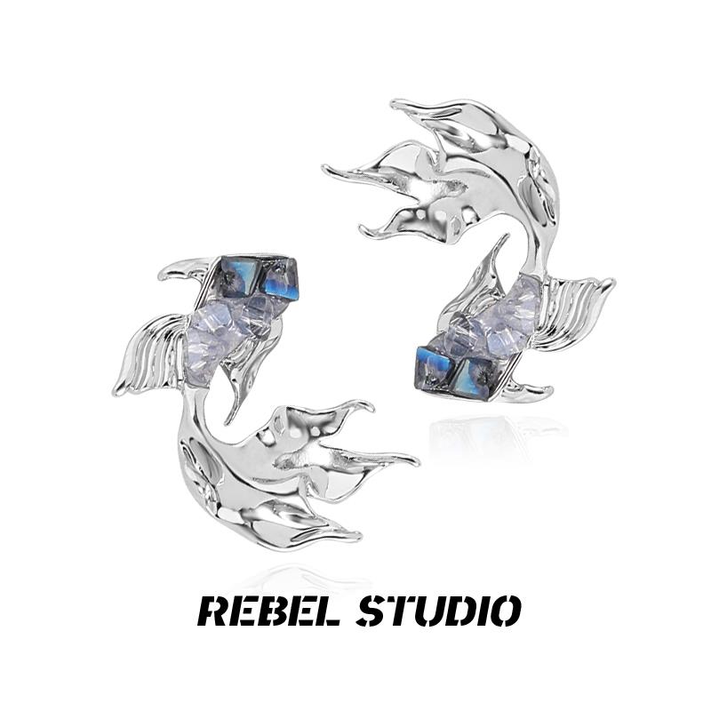 rebel studio金鱼耳夹原创设计耳骨夹无耳洞女新款高级感轻奢耳环