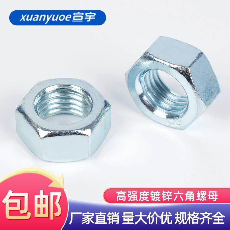 4级/8级镀锌六角螺母GB6170蓝白锌加厚锁紧螺帽M5M6M8M10M12-M42,农用物资,苗木固定器/支撑器,淘宝优惠券,粉丝福利购,淘宝优惠卷