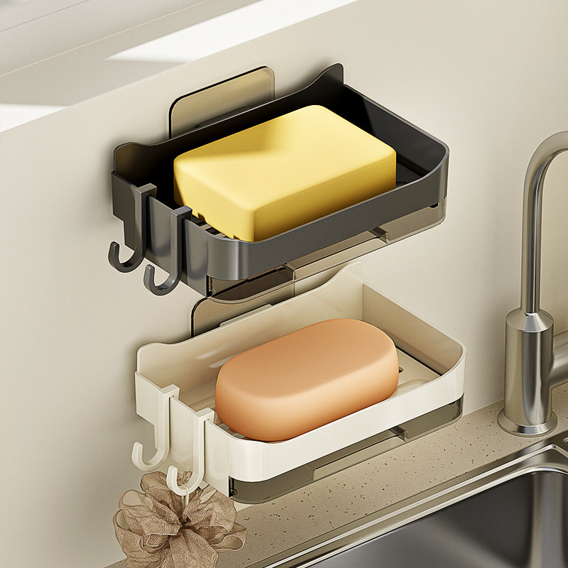 家用高档沥水肥皂盒浴室卫生间双层香皂收纳架子壁挂免打孔置物架,家庭/个人清洁工具,皂盒,淘宝优惠券,粉丝福利购,淘宝优惠卷
