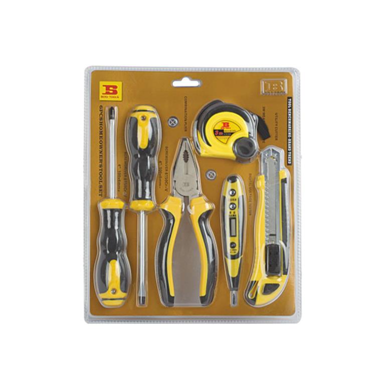 波斯工具 6件套家用套装工具螺丝刀扳手钢丝钳卷尺美工刀BS512806