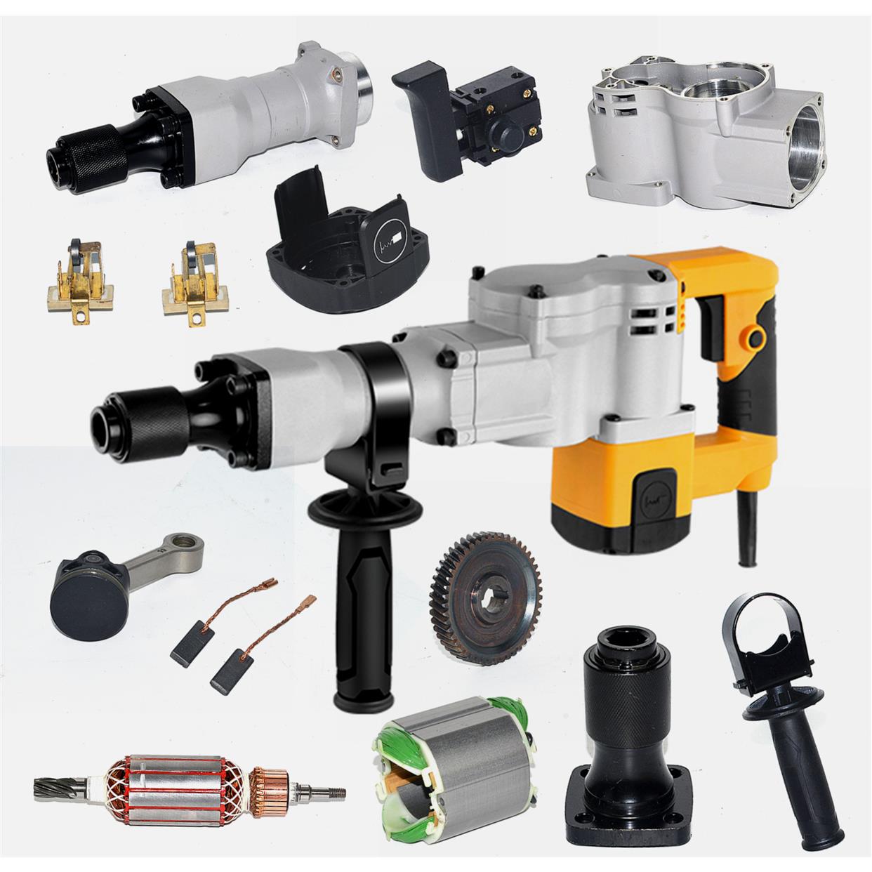 雷亚坦克创造G3980电镐转定子连杆活塞齿轮箱铁头开关碳刷壳配件