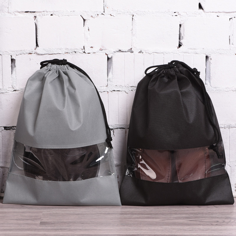 装鞋子的收纳袋旅行整理收纳袋篮球鞋防尘袋抽绳束口透明鞋罩收纳