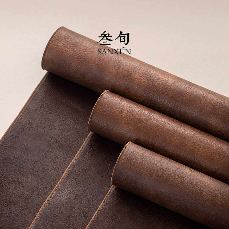 叁旬 防水皮艺茶席高端茶具桌布茶盘垫禅意新中式桌旗茶道零配件