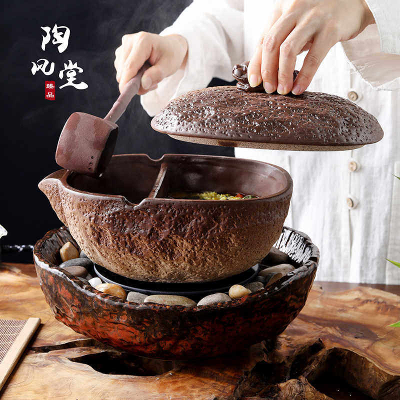 陶瓷带盖煮茶器古法合璧煮茶碗围炉白茶煮茶罐电陶炉泡茶碗煮