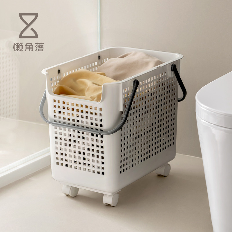 懒角落脏衣篓家用卫生间浴室洗衣篮子脏衣篮脏衣服收纳筐塑料带轮