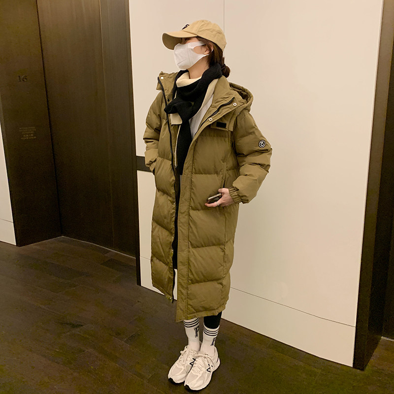 实拍 羽绒服女冬季中长款过膝韩版宽松学院风加厚ins休闲棉衣棉服