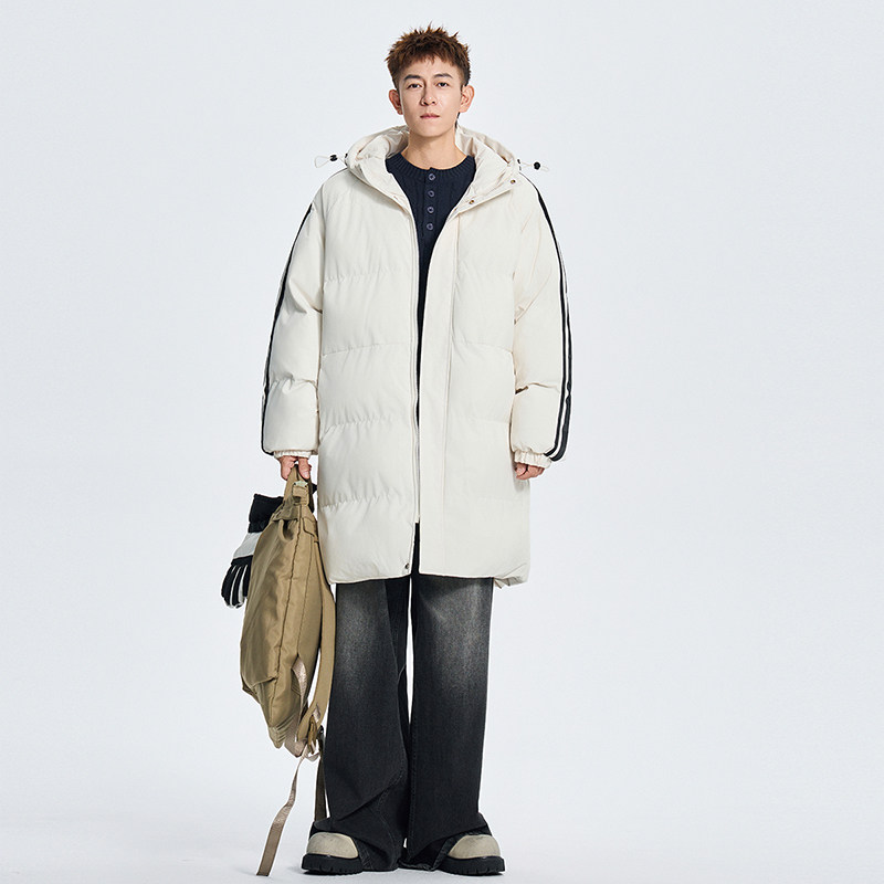 中长款加厚棉服大衣男士冬季户外保暖时尚棉袄男生连帽外套