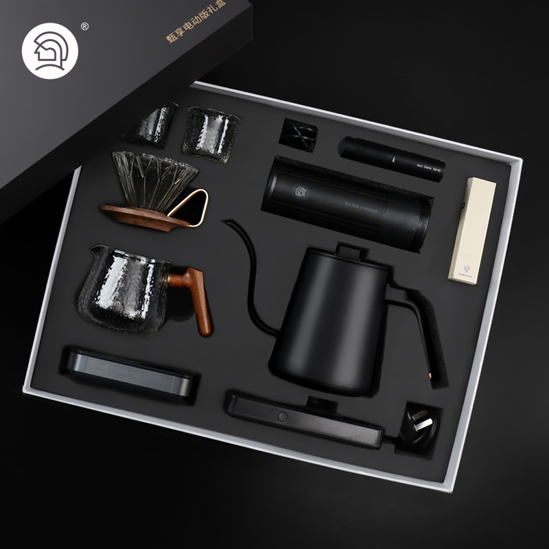 Hero甄享版手冲咖啡壶套装礼盒 手磨机咖啡豆咖啡壶研磨机 送礼品