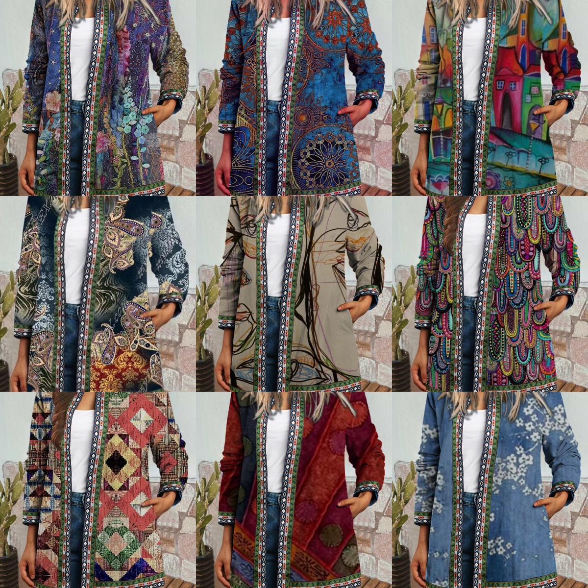 Printed oversized jacket, jacket, cardigan印花外套夹克开衫