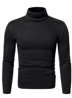 Solid color high neck long sleeved T-shirt纯色高领长袖T恤