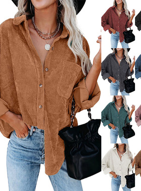 Loose casual corduroy shirt for women宽松休闲灯芯绒衬衫女