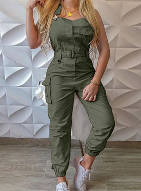Single breasted multi pocket jumpsuit单排扣多口袋连体裤