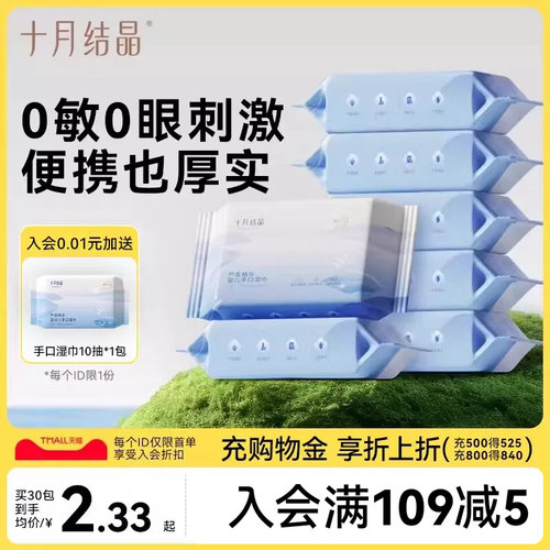 十月结晶25抽便携装加厚加大湿巾
