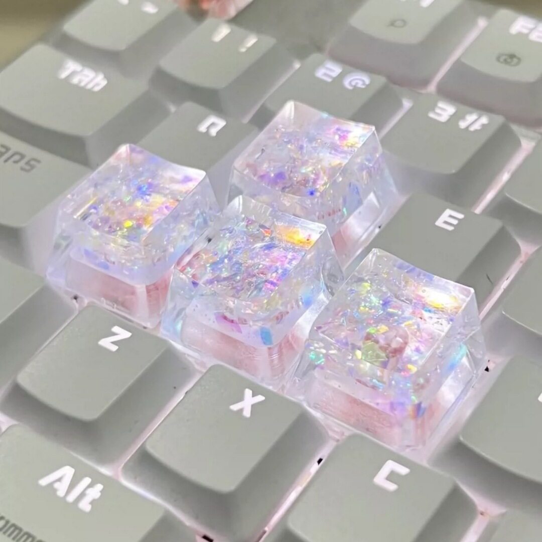 原创手工滴胶透光贝壳纸键帽