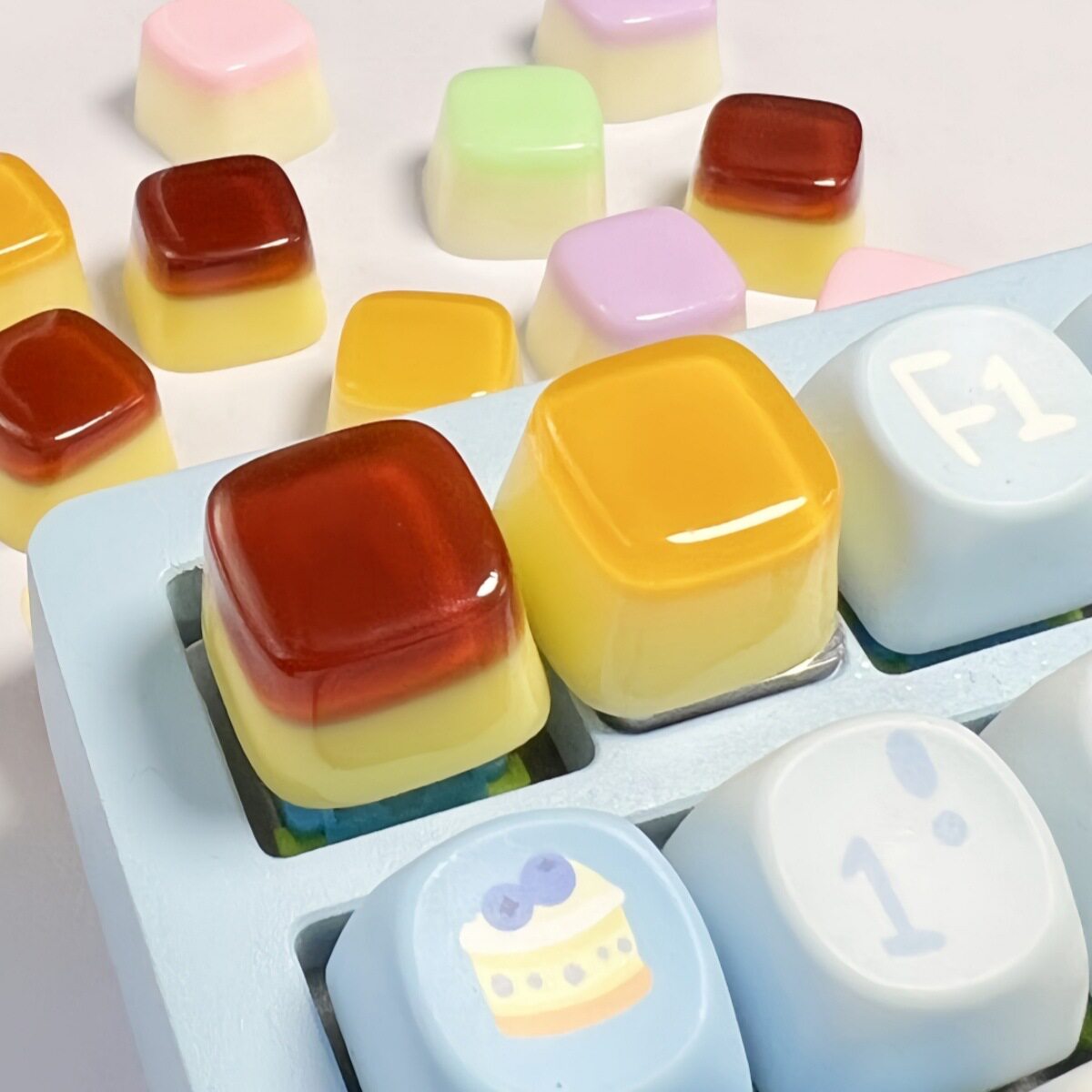 个性diy树脂仿真焦糖布丁键帽