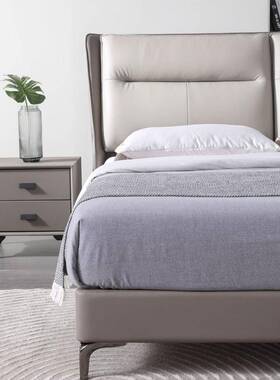 SU-C020式轻皮床小家户型用卧室1.8米双人床现代简约意齐边软包奢