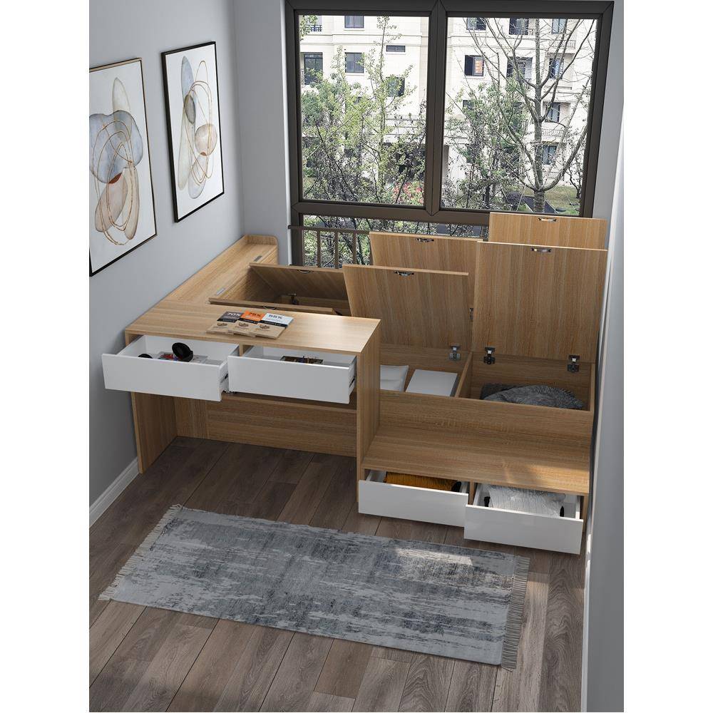 代5YA1榻榻米床现简书桌踏步小户型卧室组家具合F765MT6S储物收纳