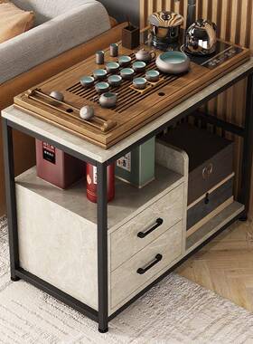 沙发边几移动茶台现水代40919客厅家用户小型带茶柜抽屉阳台简易