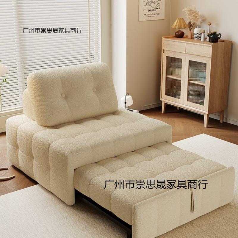 奶油风泡沙发RP床坐卧用多功能小户型布艺两客厅折人叠伸缩芙单沙