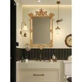 饰镜 宫手廷雕花壁炉洗装 法式 复古卫生间台浴挂室349镜壁美式