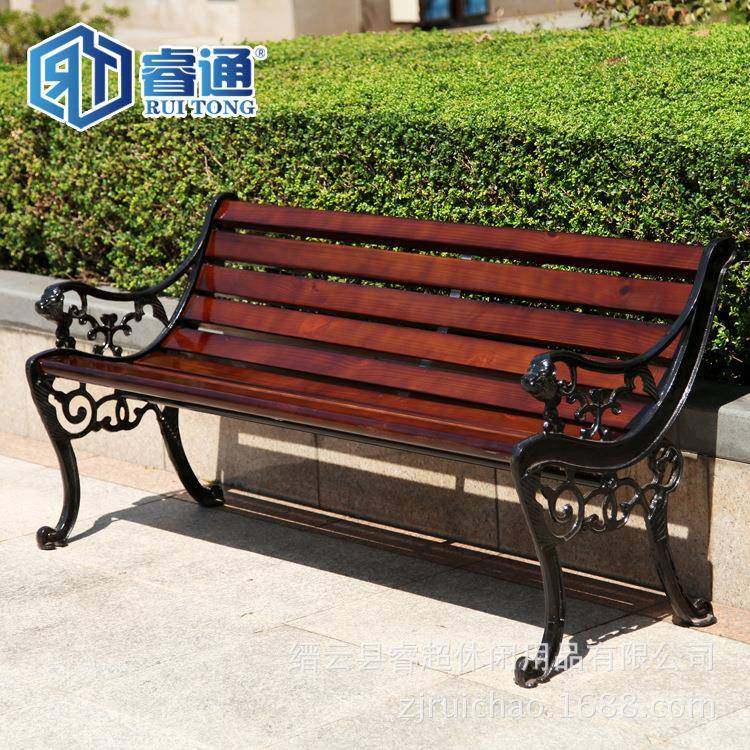 睿通DVH户外休椅实闲园木长条塑椅铸铁铸铝木椅公椅广场椅长椅子