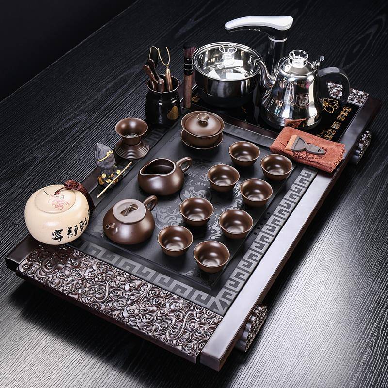 黑檀木茶具套装家用全自动一体实木茶盘功夫电磁炉客厅泡茶台茶海