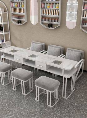 轻奢美DD102462甲桌大仿人理石面吸尘器单双人三人桌椅子红桌椅网