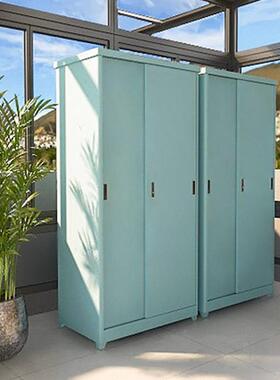 家用OXR储物收站脚阳台卧室储物铁皮推拉移暴门钢柜制纳衣柜防雨