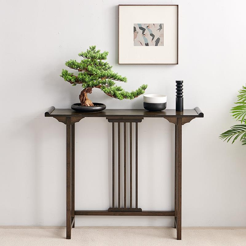 *关桌轻代奢靠墙条案新中式玄关柜现F96H5JM6简约玄关台实玄木M供