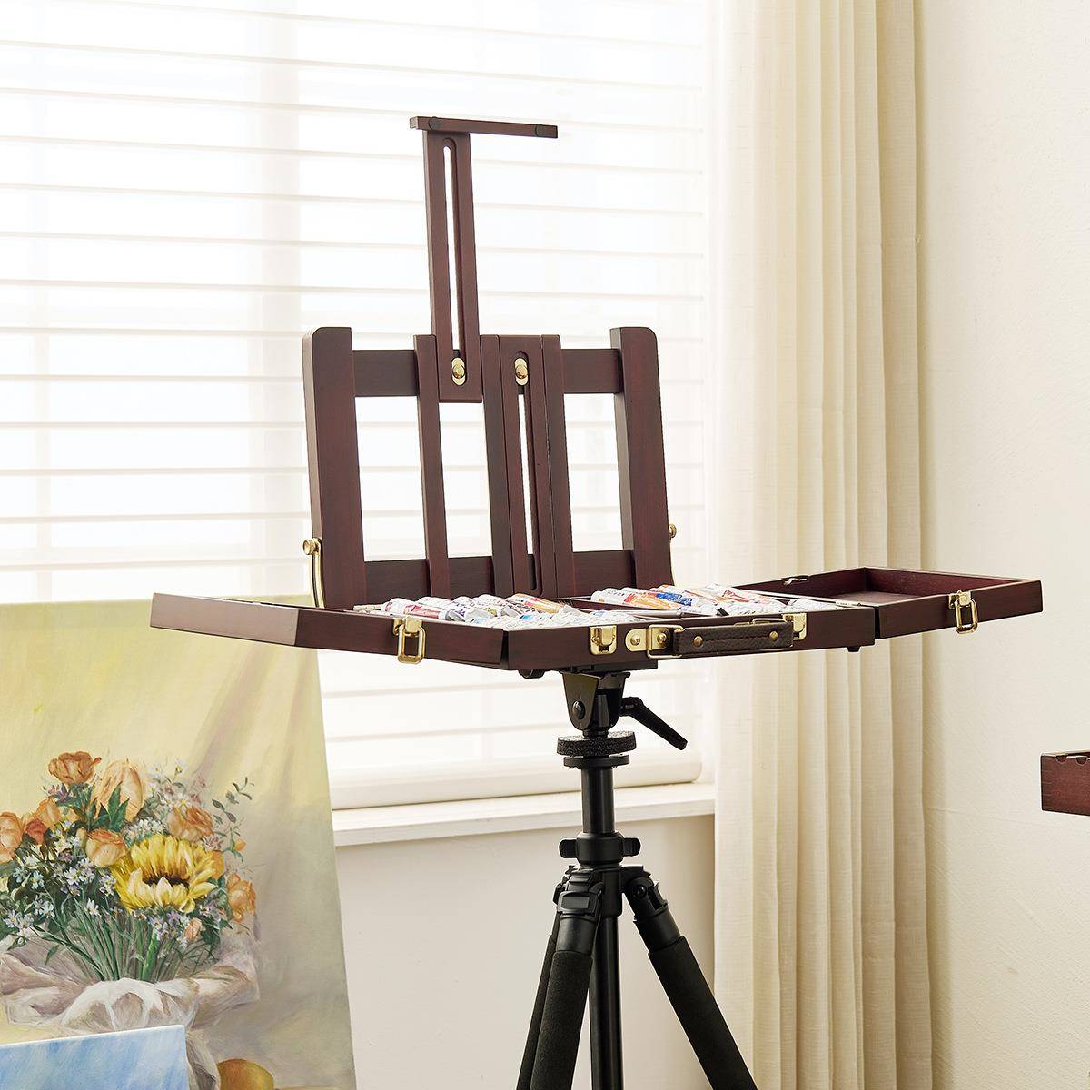 木迷你多功能便户外旅术XFX行美写生水彩油画箱手提携可升制降画