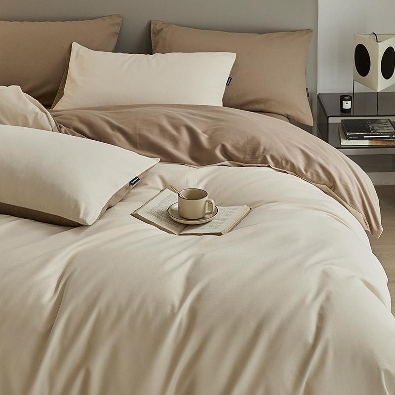 高100S加厚磨毛全棉ZJ套四端件套纯棉床单被秋床笠三件套轻奢冬床