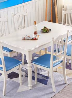 美式奶木油风实餐桌岩板家用小户F7SJ79HM型现简约白色形长方餐桌