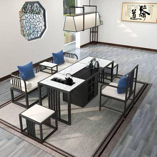 门店接待茶桌椅组合办公洽谈一体茶台大厅酒店岩板泡茶桌