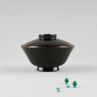 日本回流手工漆器盖碗大漆带盖碗